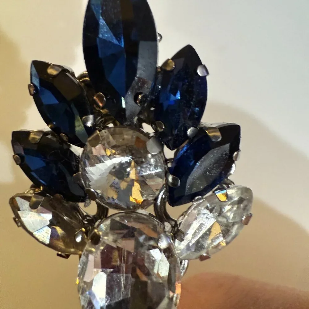 Crystal Navy & Clear Decorative Hair Pins - Set of 4